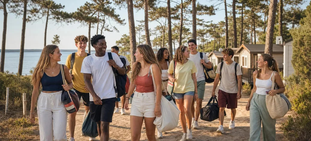 Un groupe d’étudiants pendant un week-end d’intégration