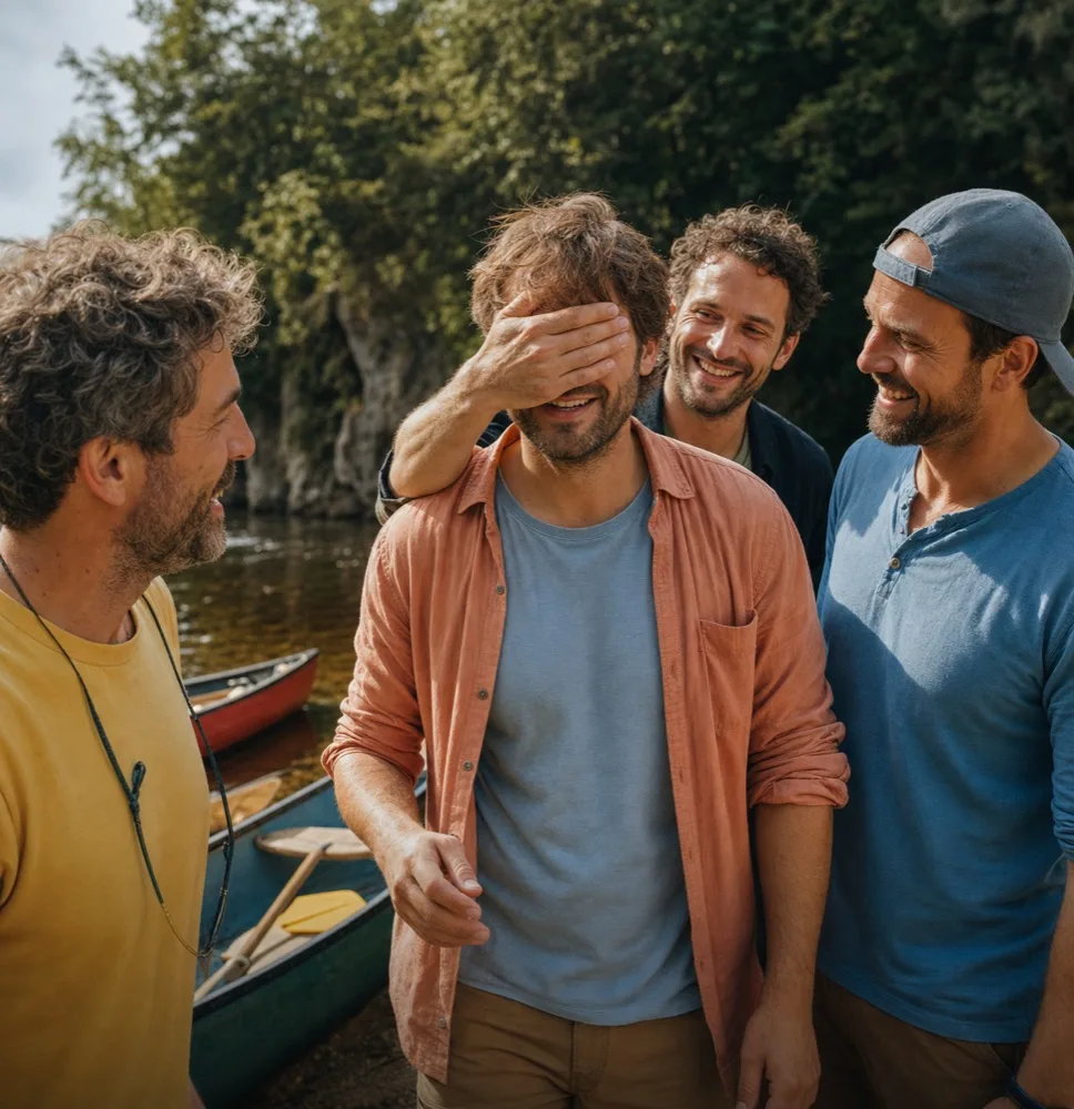 Un groupe d’amis pendant un enterrement de vie de garçon