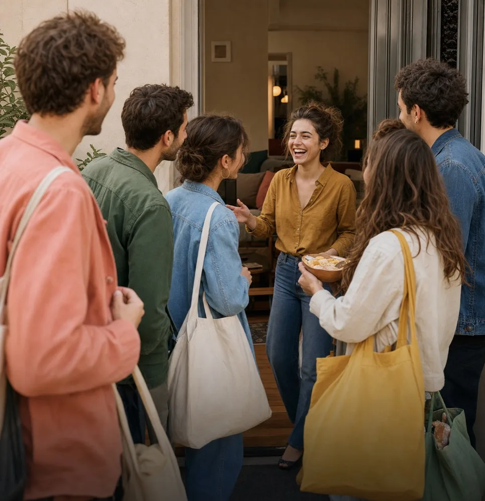 Une soirée entre amis dans un appartement