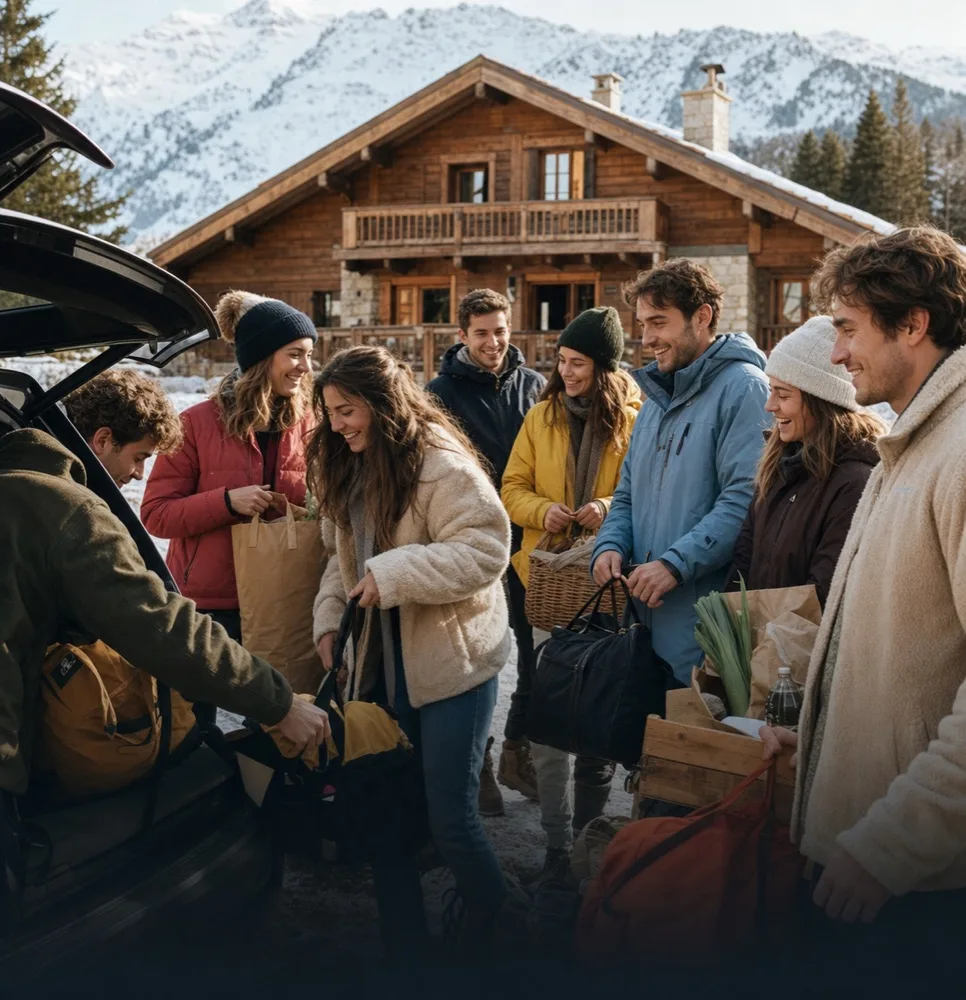 Un groupe d’amis dans un chalet pendant un week-end à la campagne